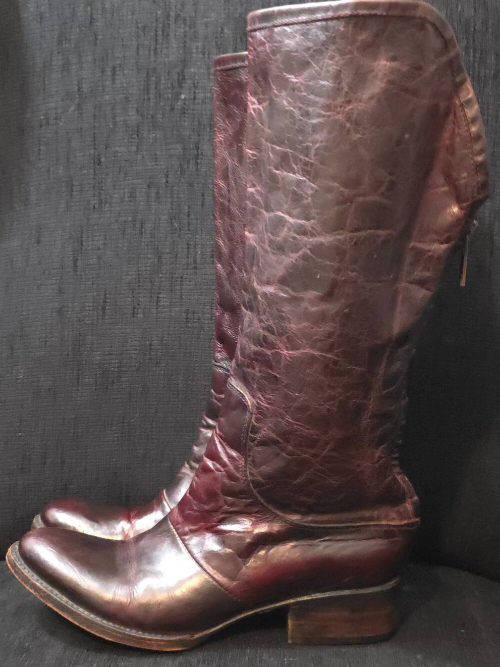 Freebird by Steven FB-Breck Cherry Leather Zipper Boots - Woman's Size 9 - Picture 2 of 12